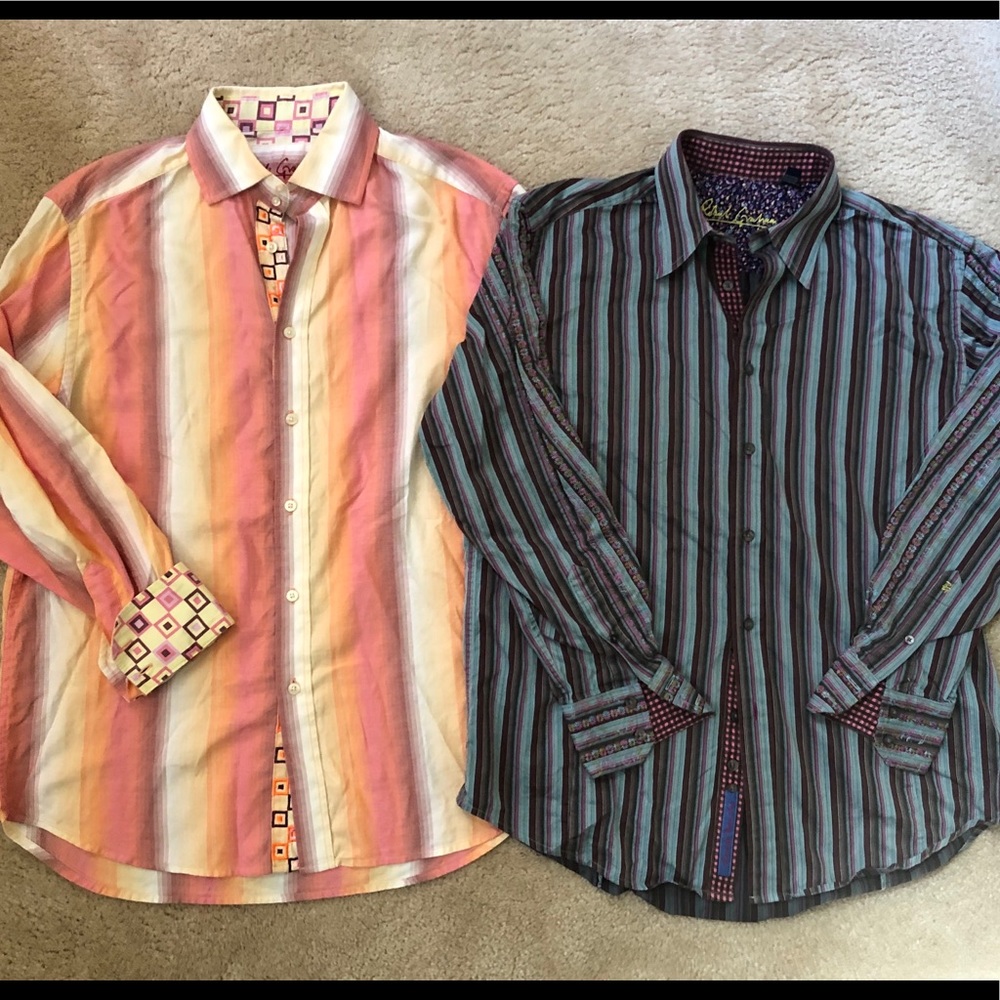 Men’s Robert Graham button down shirt lot LARGE